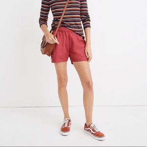 Madewell Pull-On Shorts in Dark Rosette- Large
